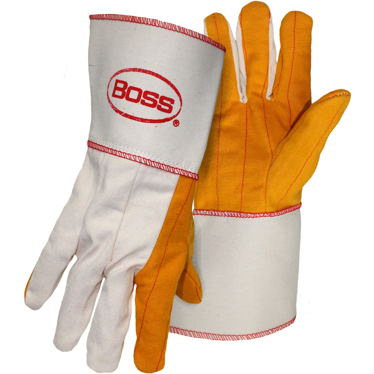 Boss 1BC28571 Fabric Work Gloves Cotton Double Layer Palm White