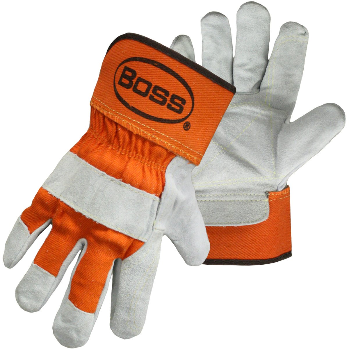 Boss 1JL2393 Leather Palm Work Gloves Double Palm Orange
