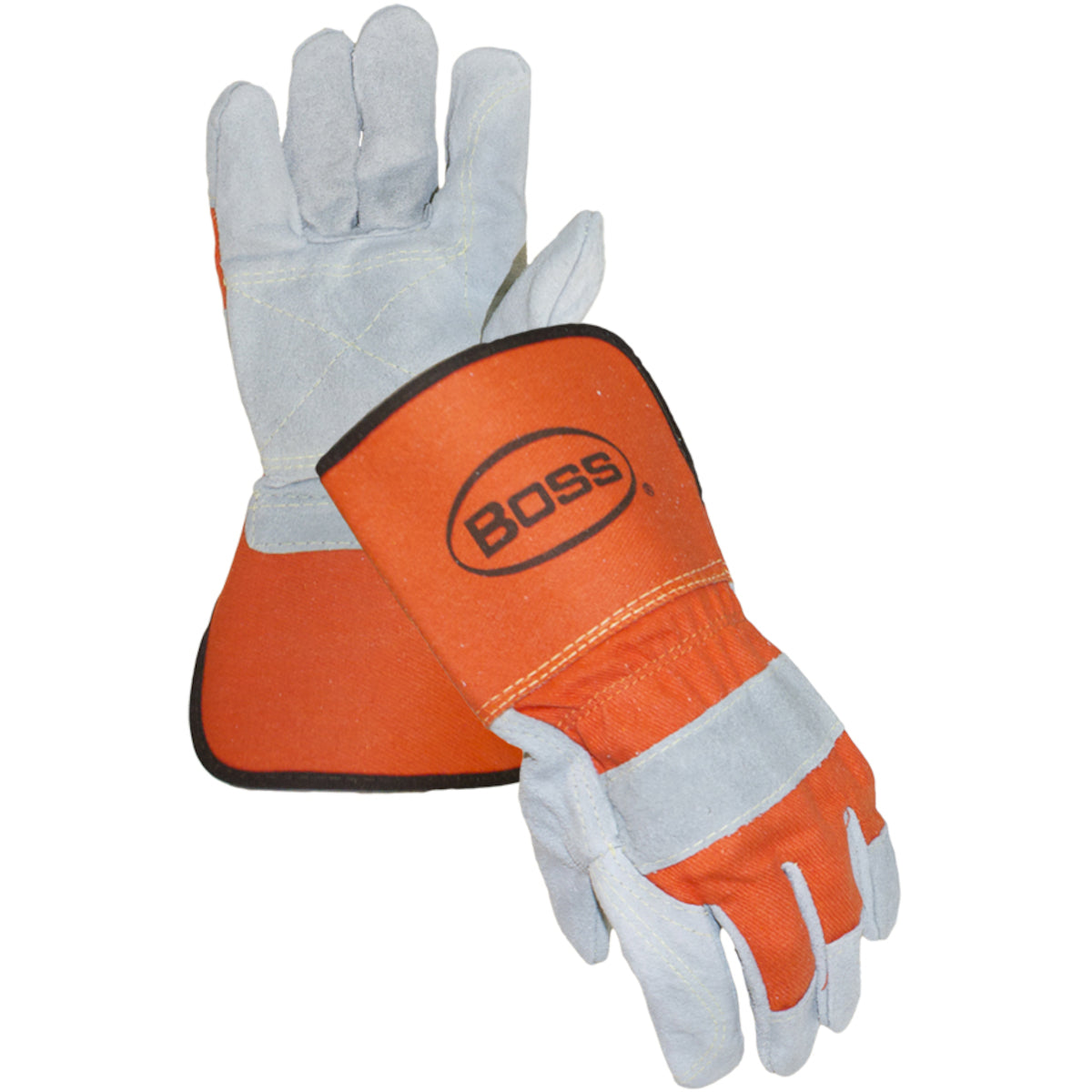 Boss 1JL2394 Leather Palm Work Gloves Double Palm Orange