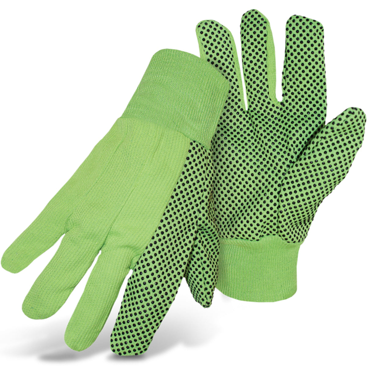 PIP 1JP5010N Fabric Work Gloves Cotton PVC Dotted Grip Hi-Vis Green