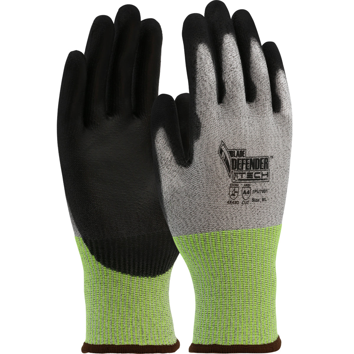 G-Tek 1PU7001 Cut Resistant Gloves PolyKor Touchscreen PU Coated Gray