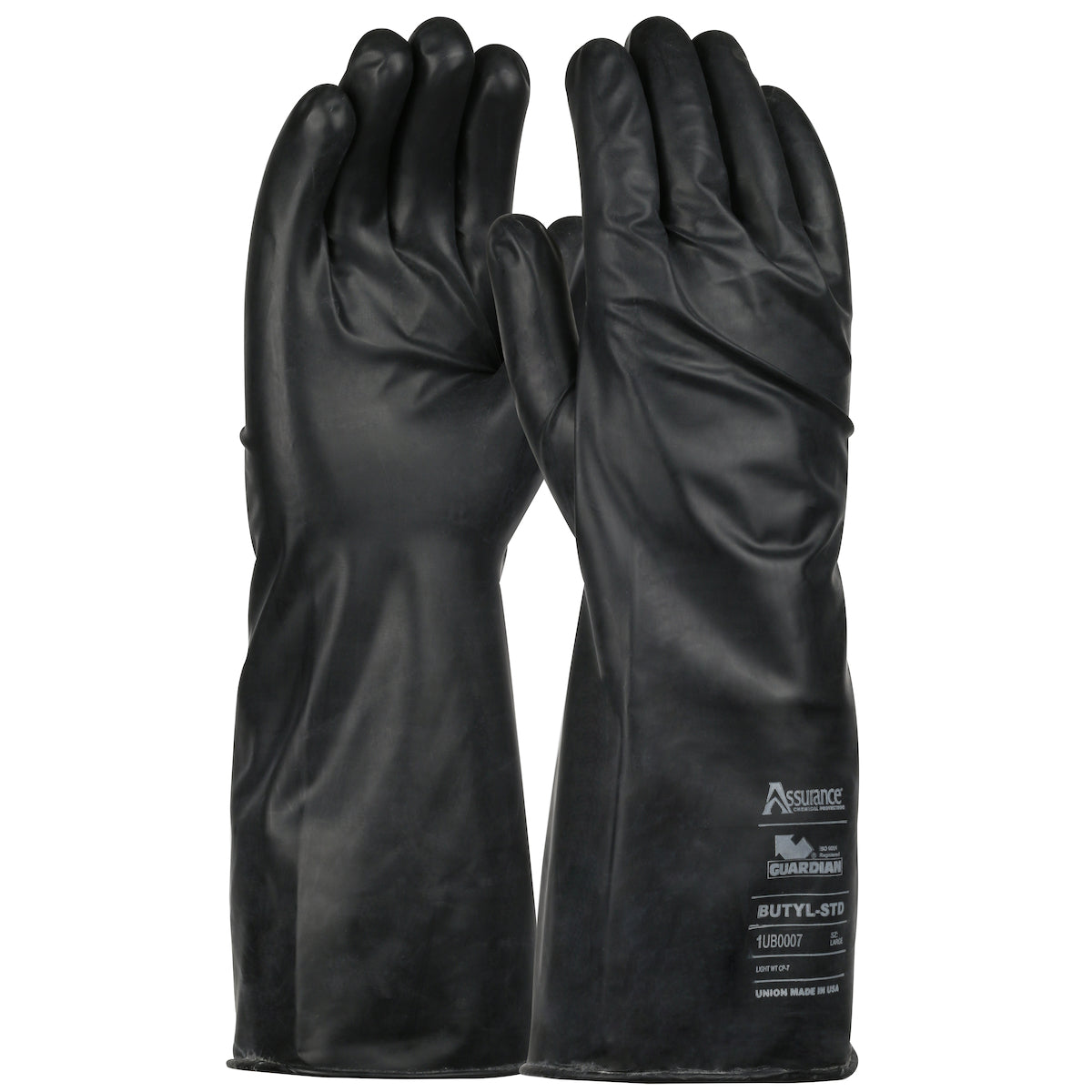 Assurance Guardian 1UB0007 Chemical Resistant Gloves Butyl Rubber Smooth Grip Black