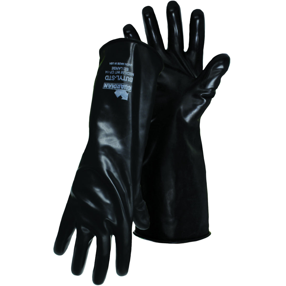 Assurance Guardian 1UB0014 Chemical Resistant Gloves Butyl Rubber Smooth Grip Black