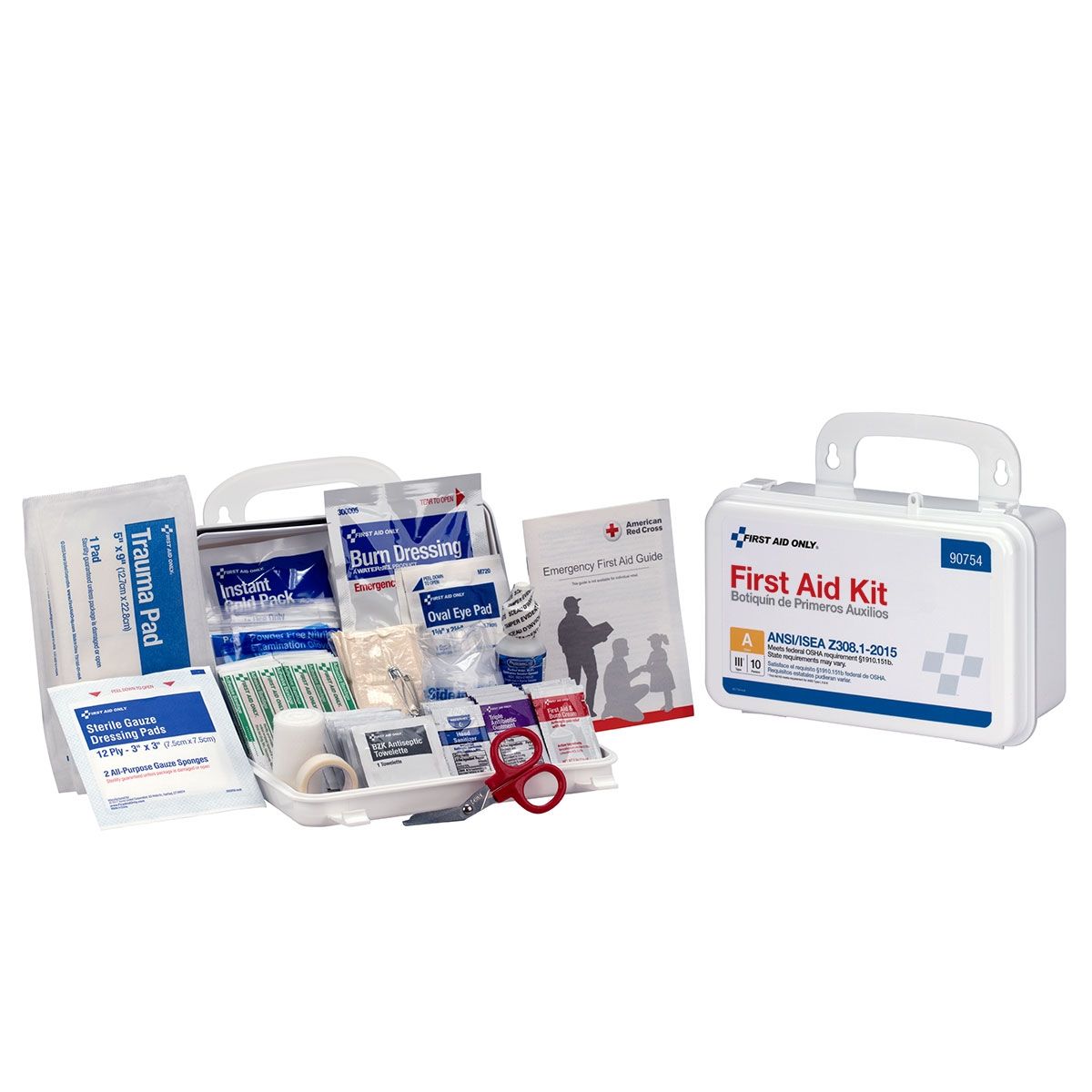 10 Person Bulk Plastic First Aid Kit, ANSI Compliant - W-90754