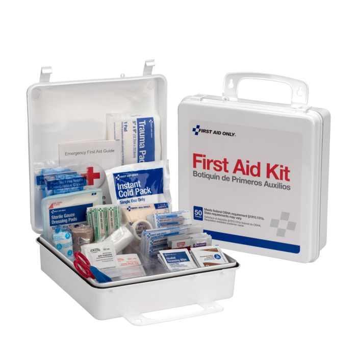 50 Person First Aid Kit, Weatherproof Plastic Case - W-6088