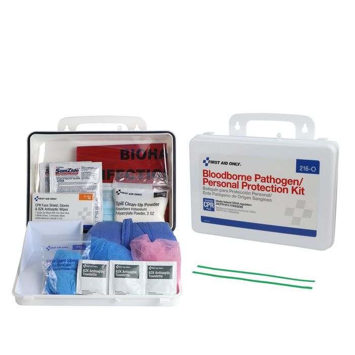 Bloodborne Pathogen (BBP) Spill Clean Up Kit &amp; Personal Protection With CPR Pack, Plastic Case - W-216-O