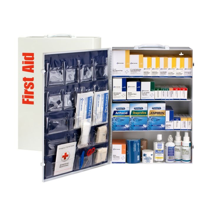 4 Shelf First Aid Cabinet With Medications, ANSI Compliant - W-90576