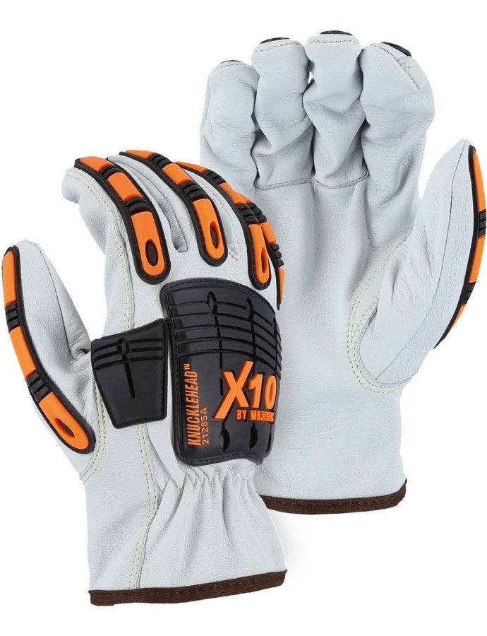 X10 Cut-Less Goatskin Kevlar Drivers Glove with Impact Protection, A6 - 12 Pairs