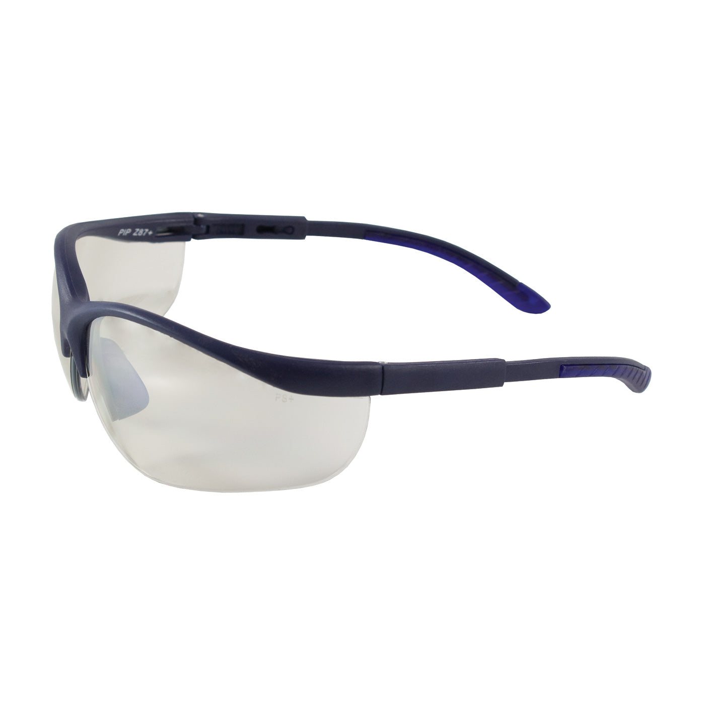 Bouton Optical 250-21-0102 Safety Glasses Semi-Rimless Blue Frame I/O Lens