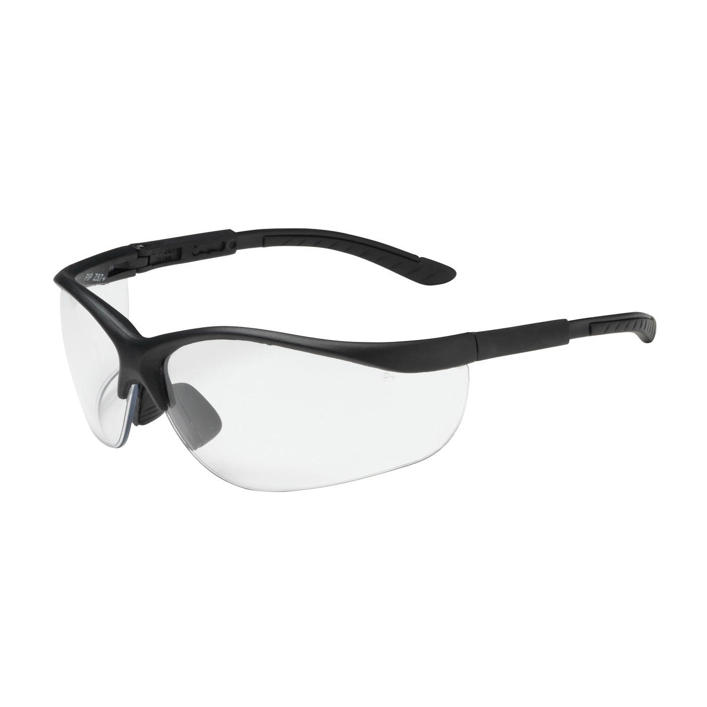 Bouton Optical 250-21-0400 Safety Glasses Semi-Rimless Black Frame Clear Lens