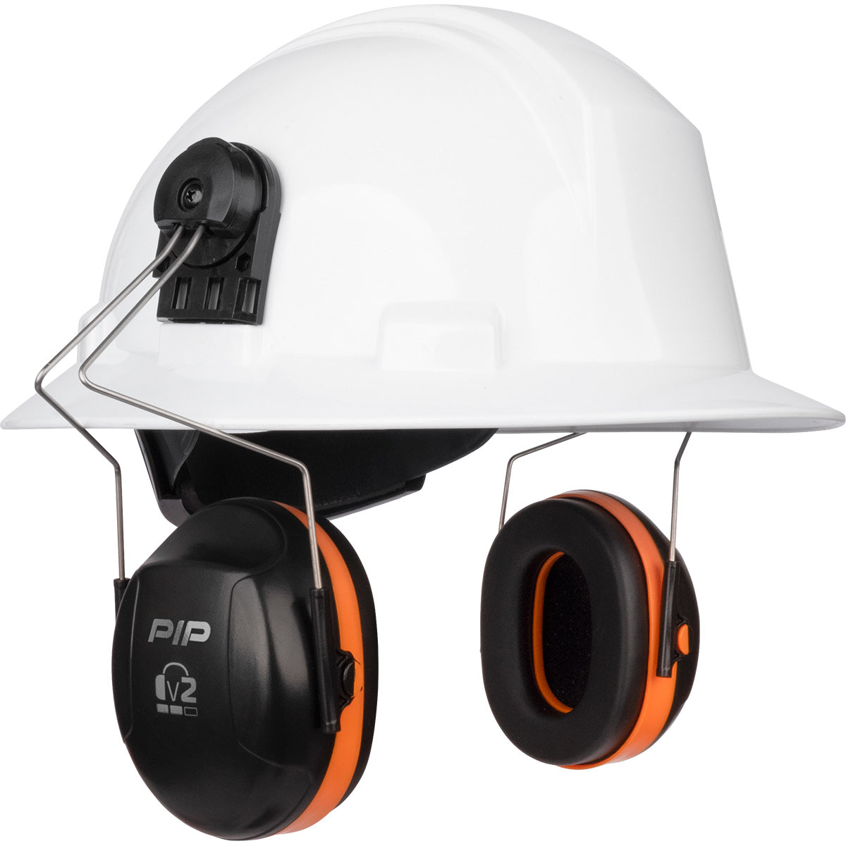 PIP 263-V2FB Ear Muffs Full Brim Mounted Neon Orange