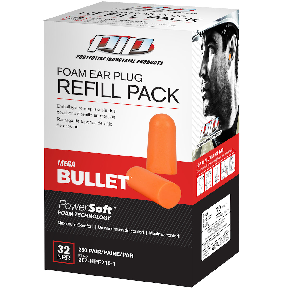 PIP 267-HPF210-1 Disposable Foam Ear Plugs Refill Orange