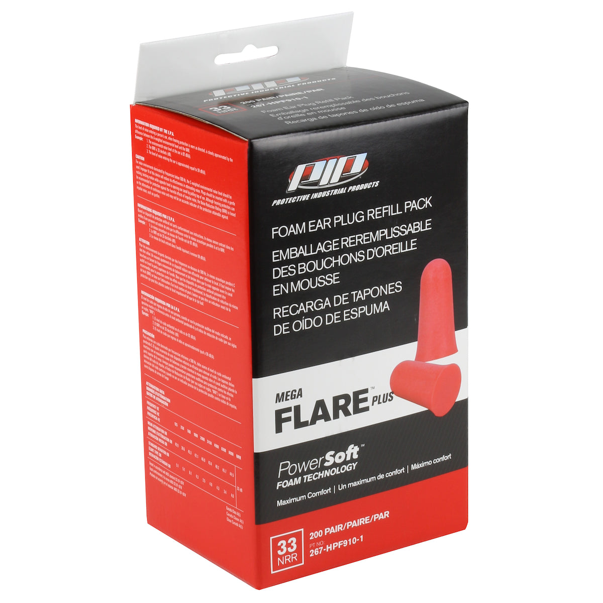 PIP 267-HPF910-1 Ear Plugs Soft Foam Red