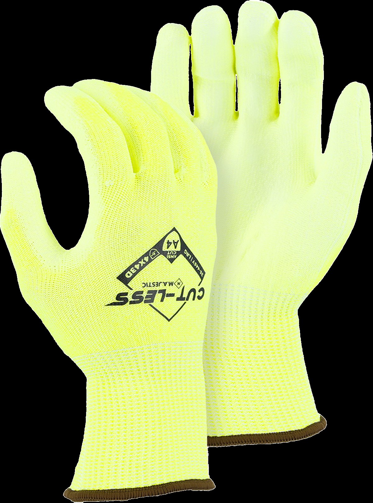 Majestic Glove 35-445Y Cut-Less Watchdog® Hi-Vis Knit w Polyurethane Palm