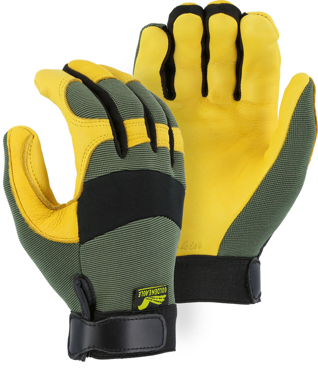 Majestic Glove 2150GR Mechanics Glove with Deerskin Palm and Knit Back