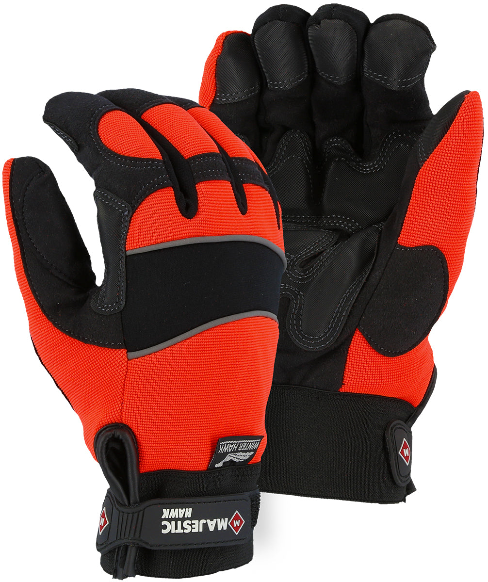 Majestic Glove 2145HOH Winter Lined Mechanics Glove with Hi-Viz Knit Back