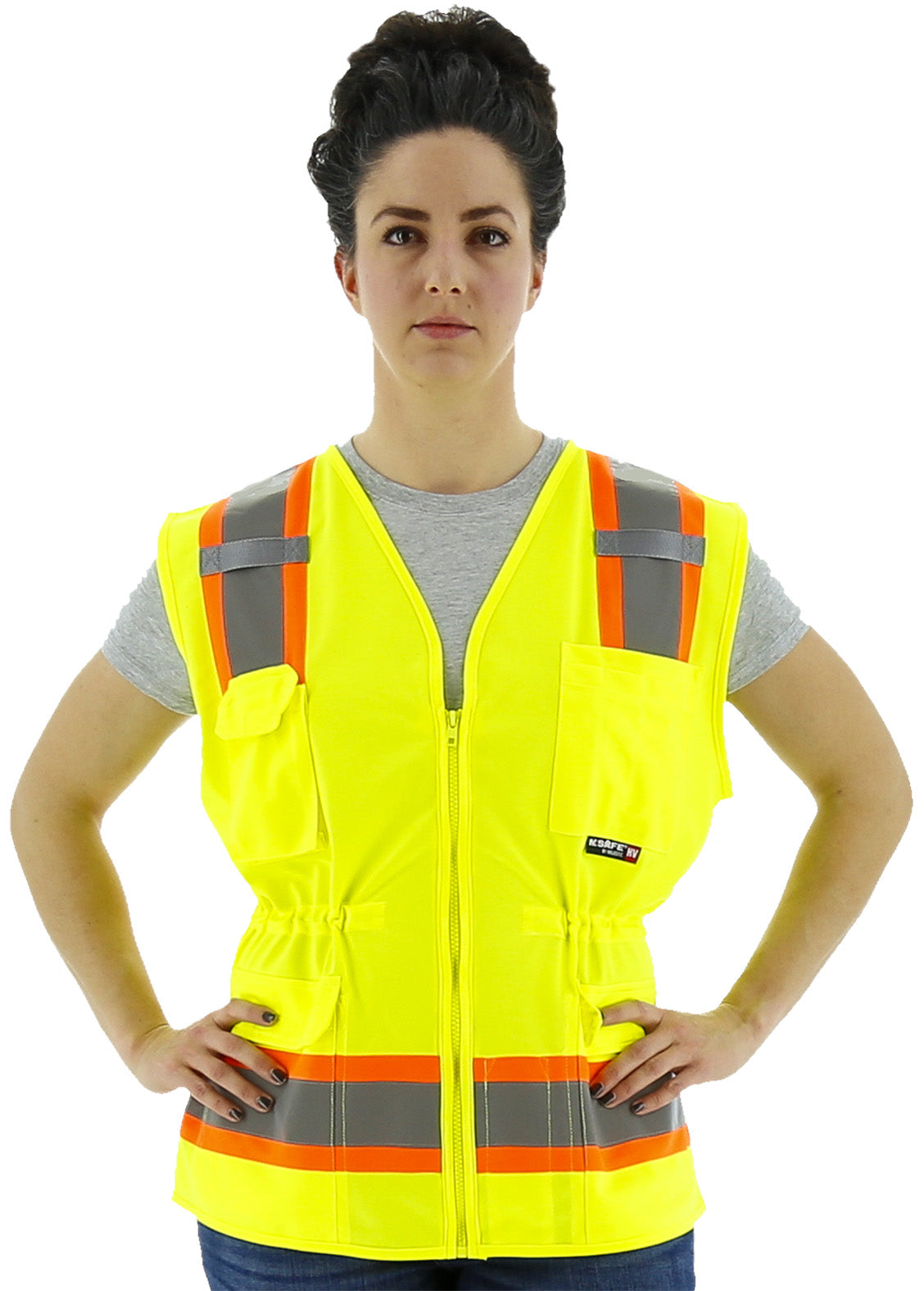 Majestic Glove 75-3223W Hi-Viz Surveyors Women's Vest w DOT Striping, ANSI 2
