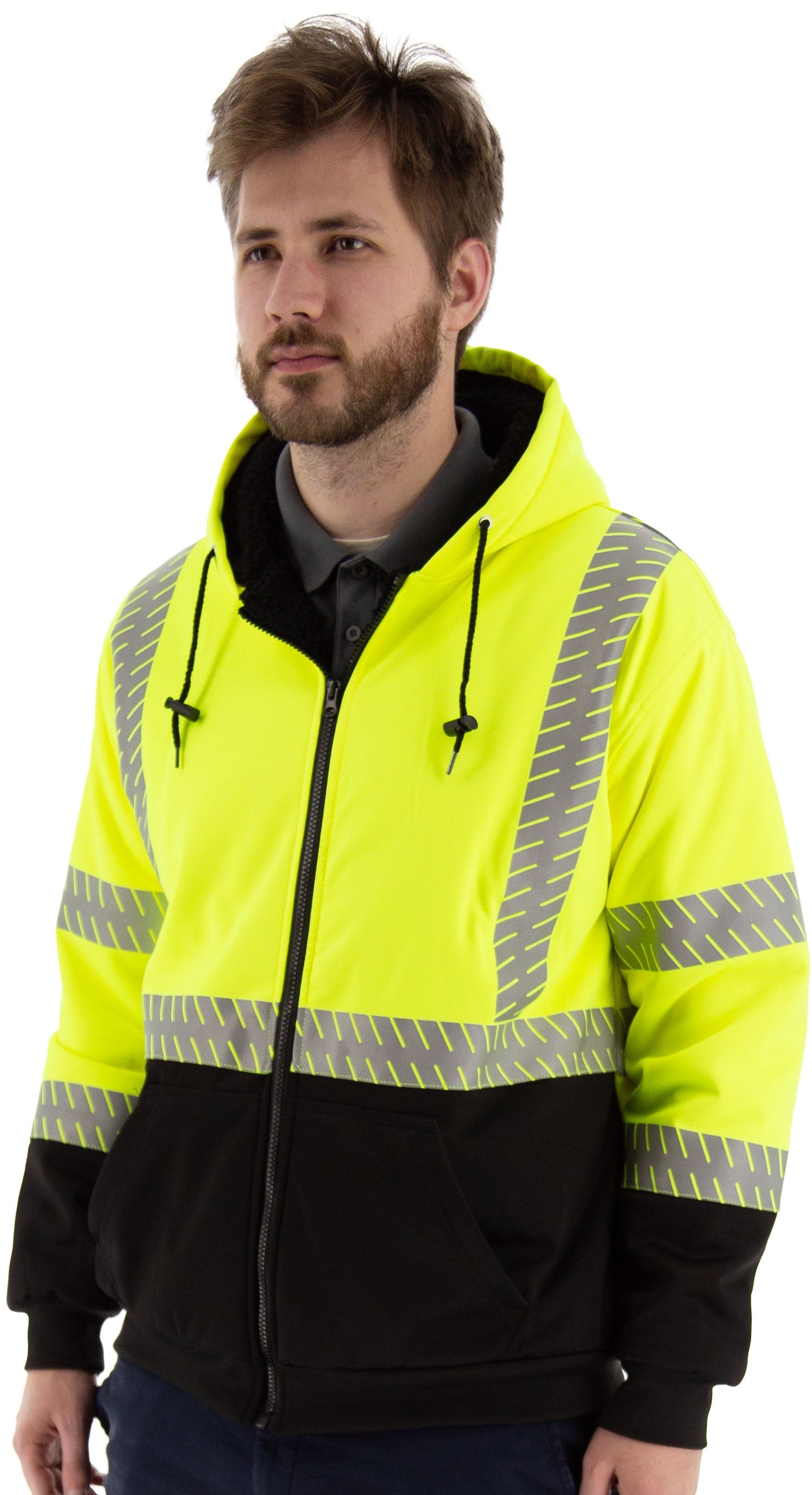 Majestic Glove 75-5337 Hi-Viz Yellow, High Pile Fleece Jacket, ANSI 3, R