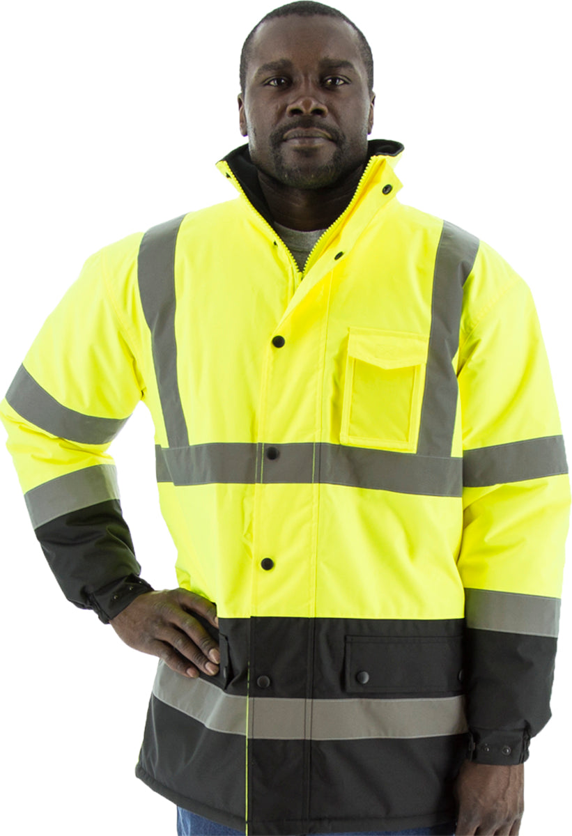 Majestic Glove 75-1303 Hi-Viz Waterproof Parka with Fleece Lining, ANSI 3
