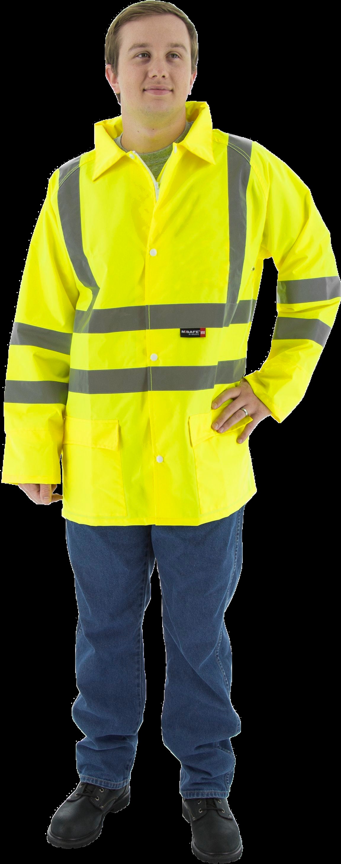 Majestic Glove 75-1351 Hi-Viz Waterproof Rain Jacket, ANSI 3