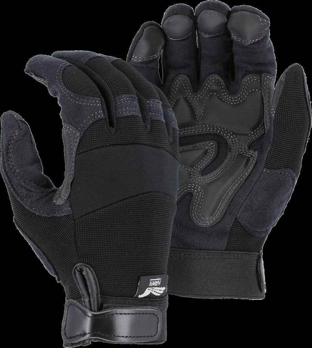 Majestic Glove 2139BK Mechanics Glove with PVC Double Palm and Knit Back
