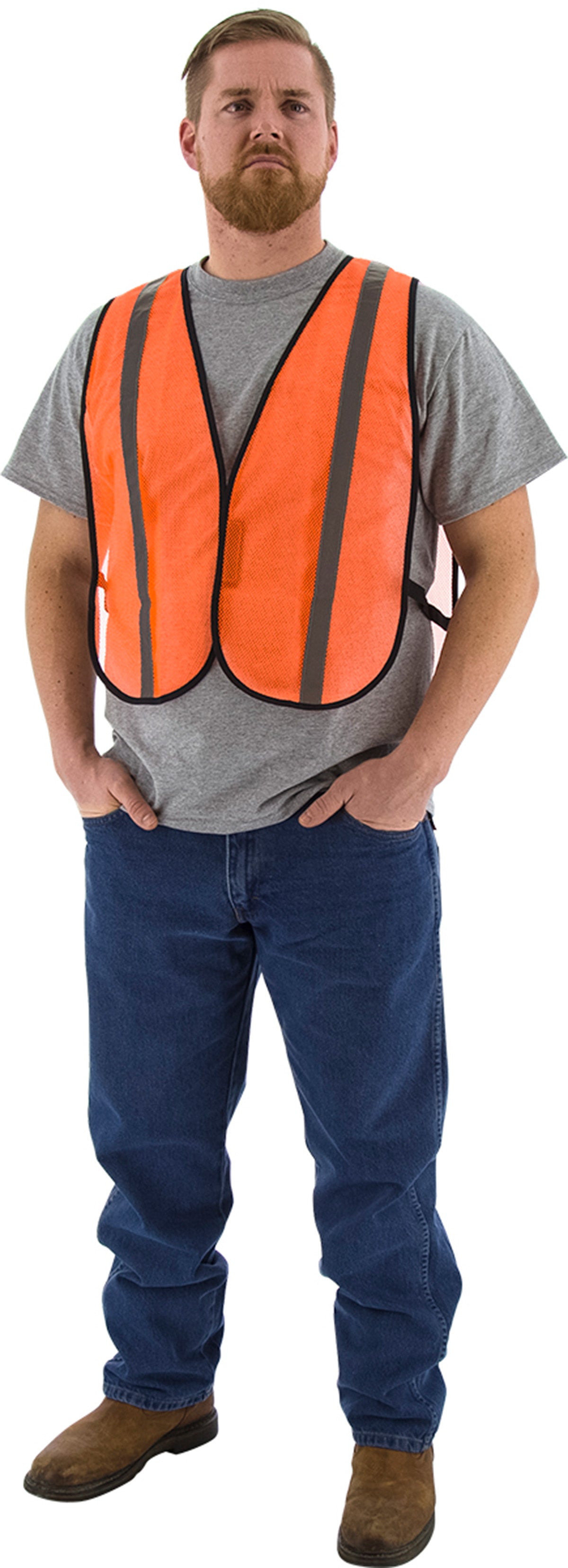 Majestic Glove 75-3004 Site Safety Mesh Vest, Orange, NON ANSI