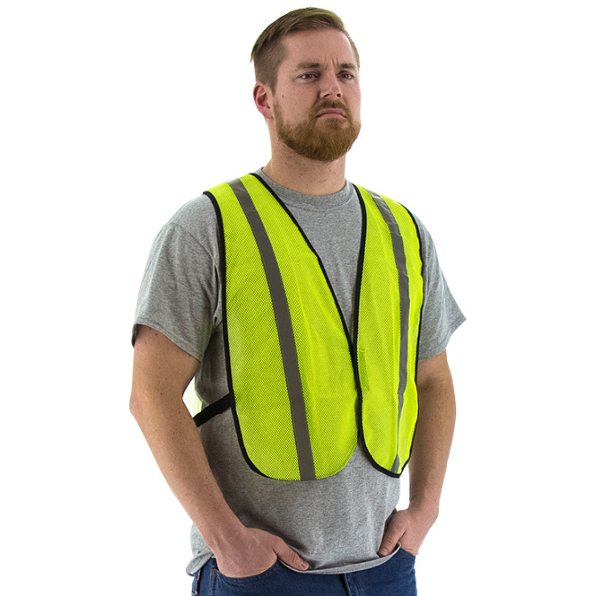 Majestic Glove 75-3003 Site Safety Mesh Vest, Yellow, NON ANSI