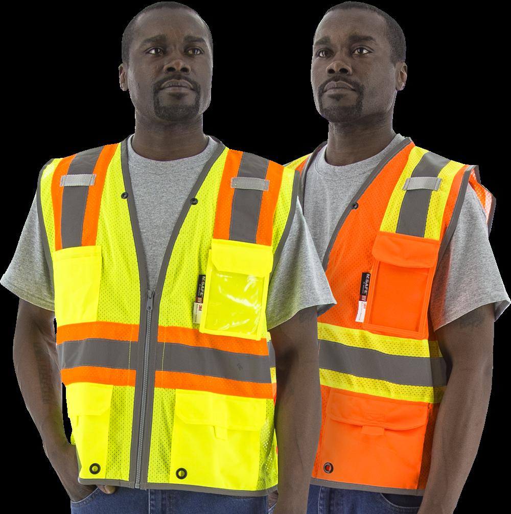 Majestic Glove 75-3225 Hi-Viz Vest w DOT Striping and D-Ring Pass, ANSI 2