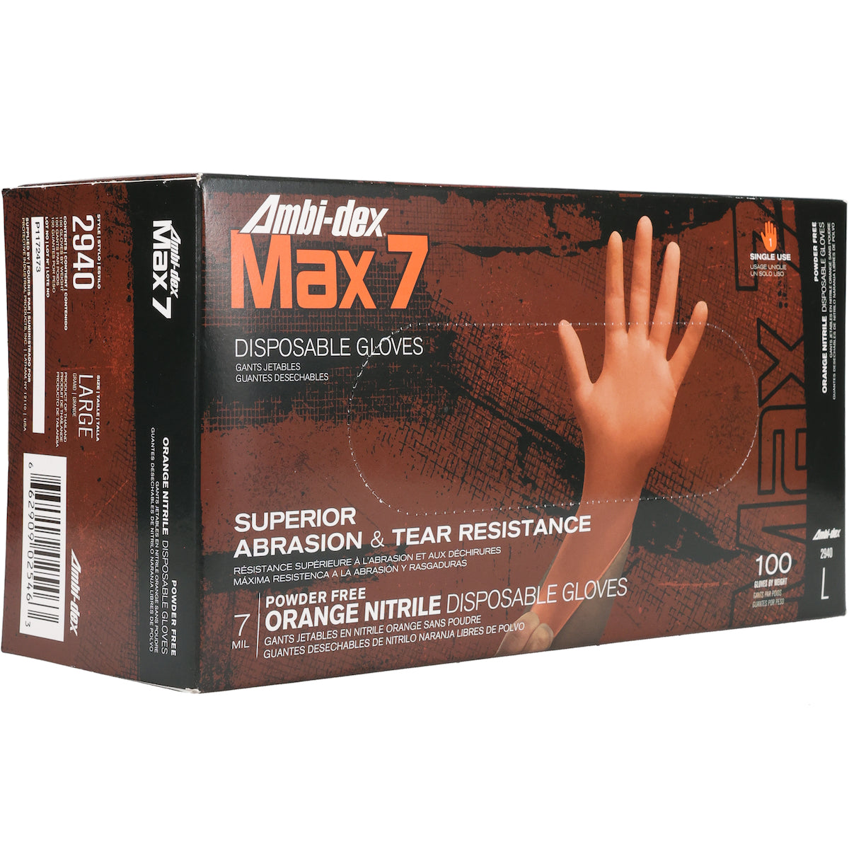 Ambi-dex 2940/XL2XL Disposable Nitrile Gloves Textured Grip Orange
