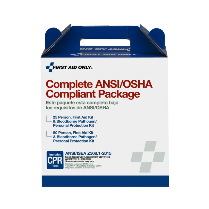 50 Person First Aid And BBP Pack, ANSI/OSHA Compliant - W-90765