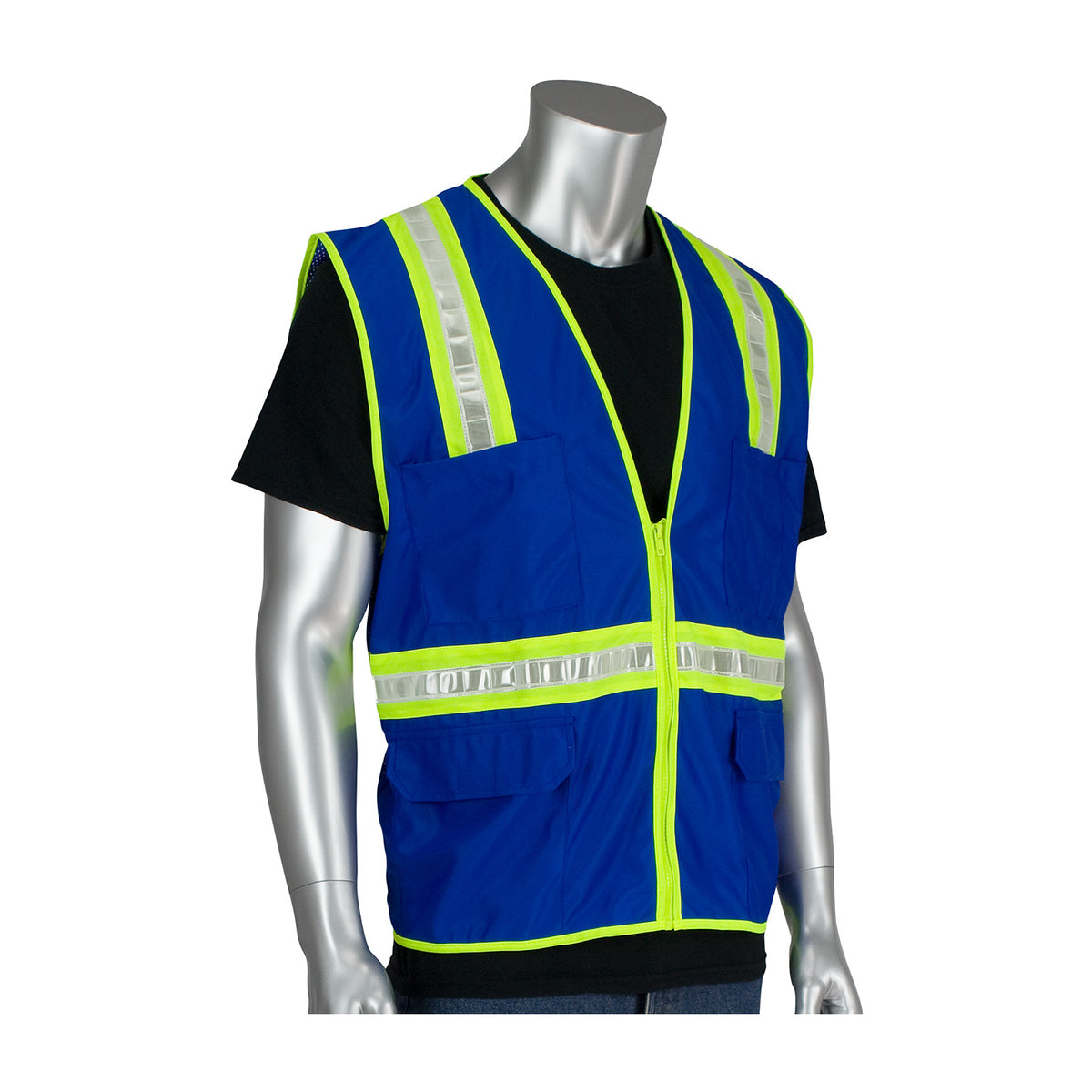 PIP 300-1000 Safety Vest Polyester Solid Front Mesh Back Blue