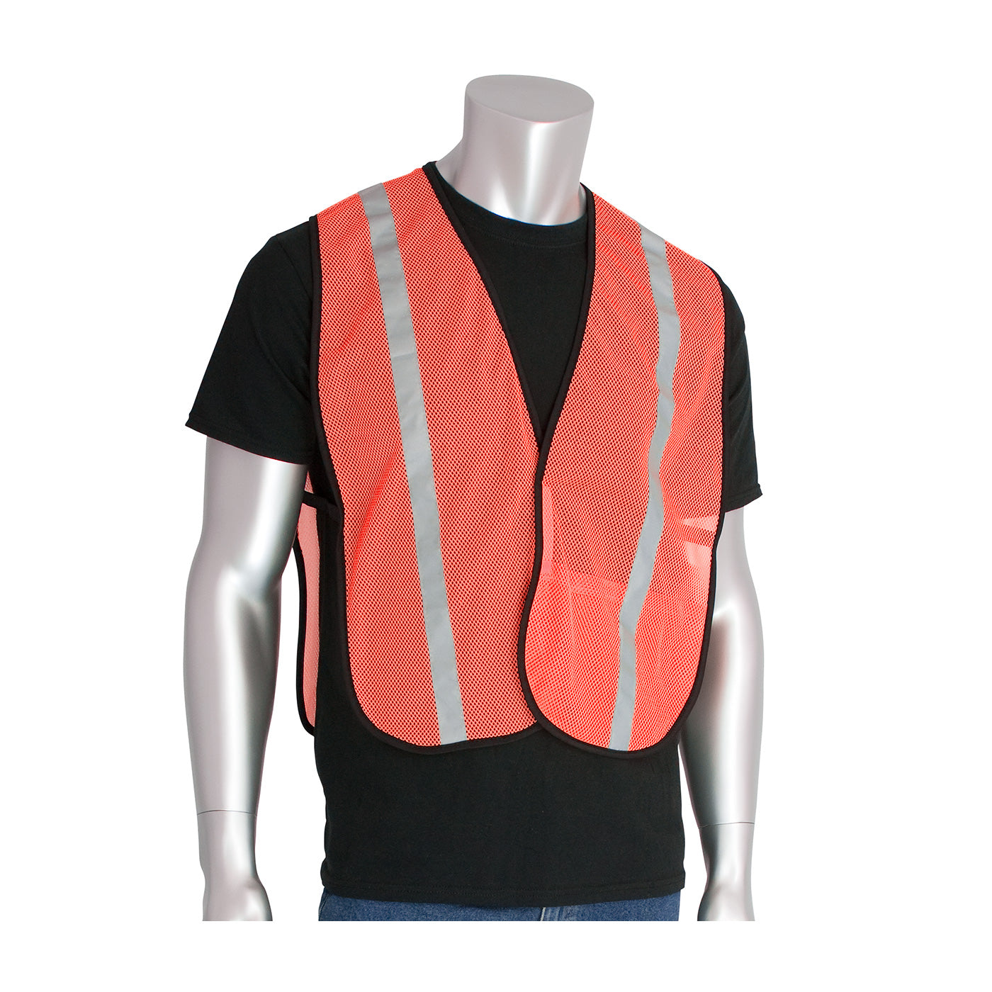 PIP 300-EVOR-E Mesh Safety Vest Polyester Elastic Sides Hi-Vis Orange