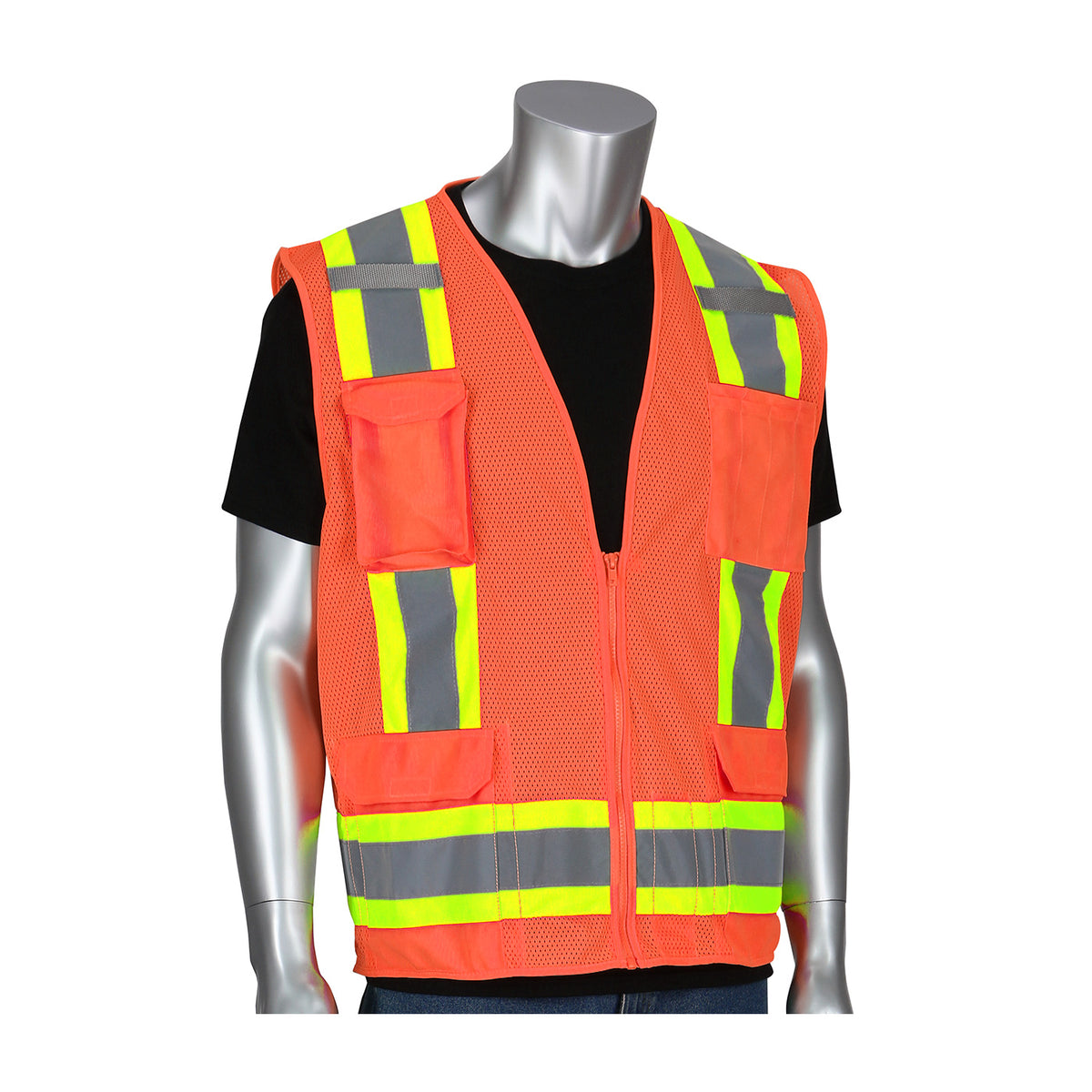 PIP 302-0500M Hi-Vis Mesh Safety Vest Polyester Hi-Vis Orange