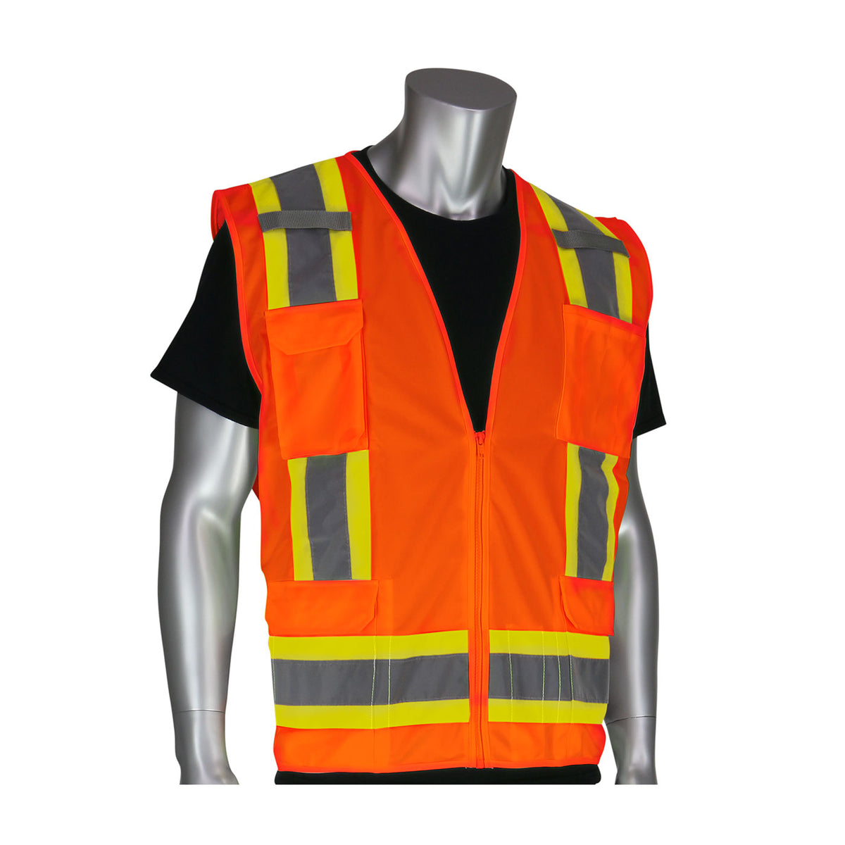 PIP 302-0500S Hi-Vis Solid Safety Vest Polyester Tricot Hi-Vis Orange