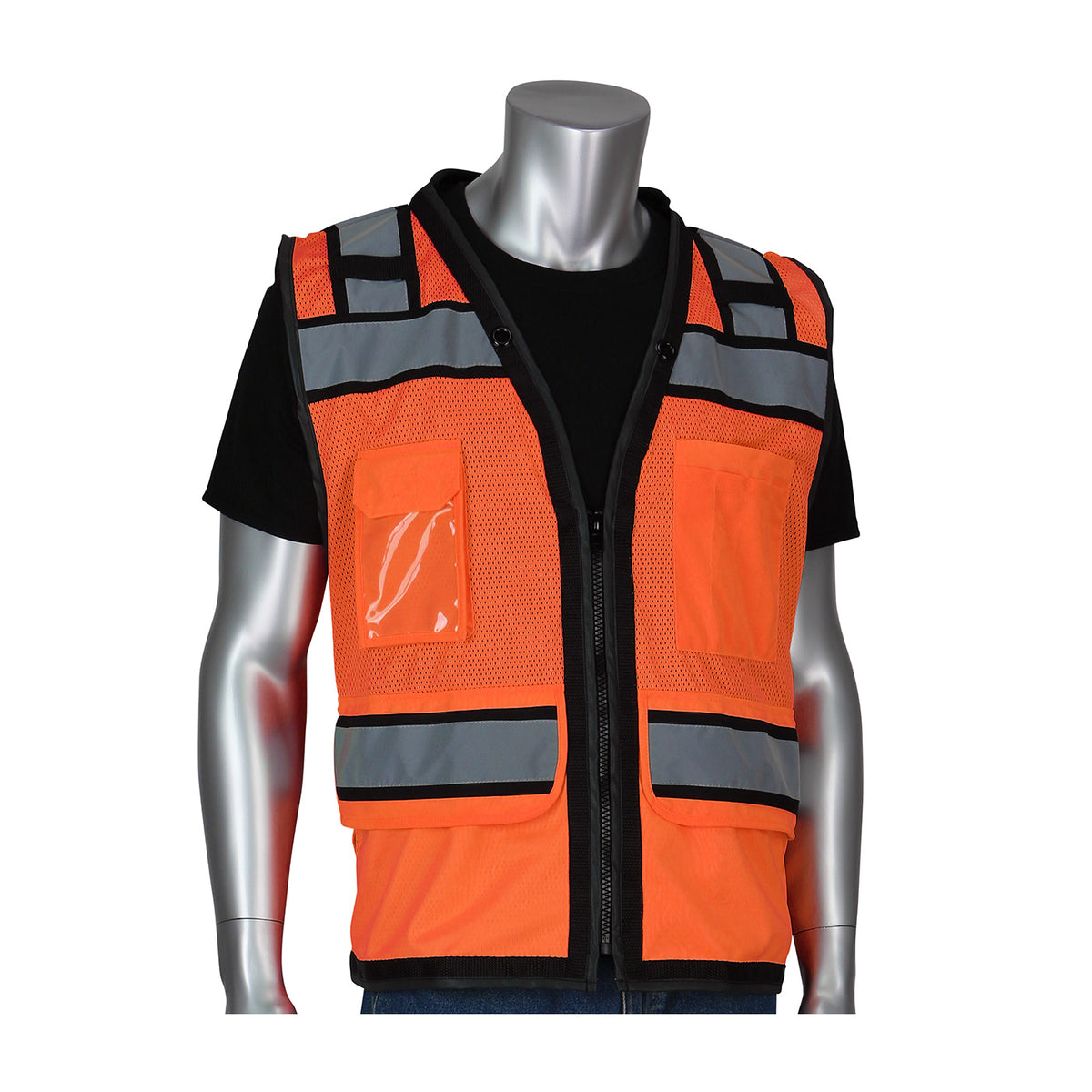 PIP 302-0800D Hi-Vis Safety Vest Polyester Mesh Reflective Trim Orange