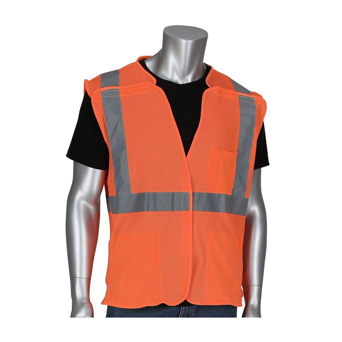 PIP 302-5PMV Hi-Vis Breakaway Vest Mesh ANSI Class 2 Orange
