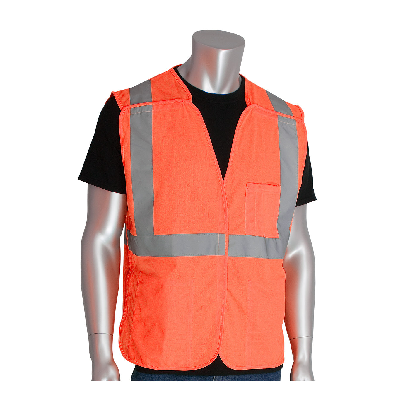 PIP 302-5PV Hi-Vis Breakaway Vest Solid ANSI Class 2 Orange