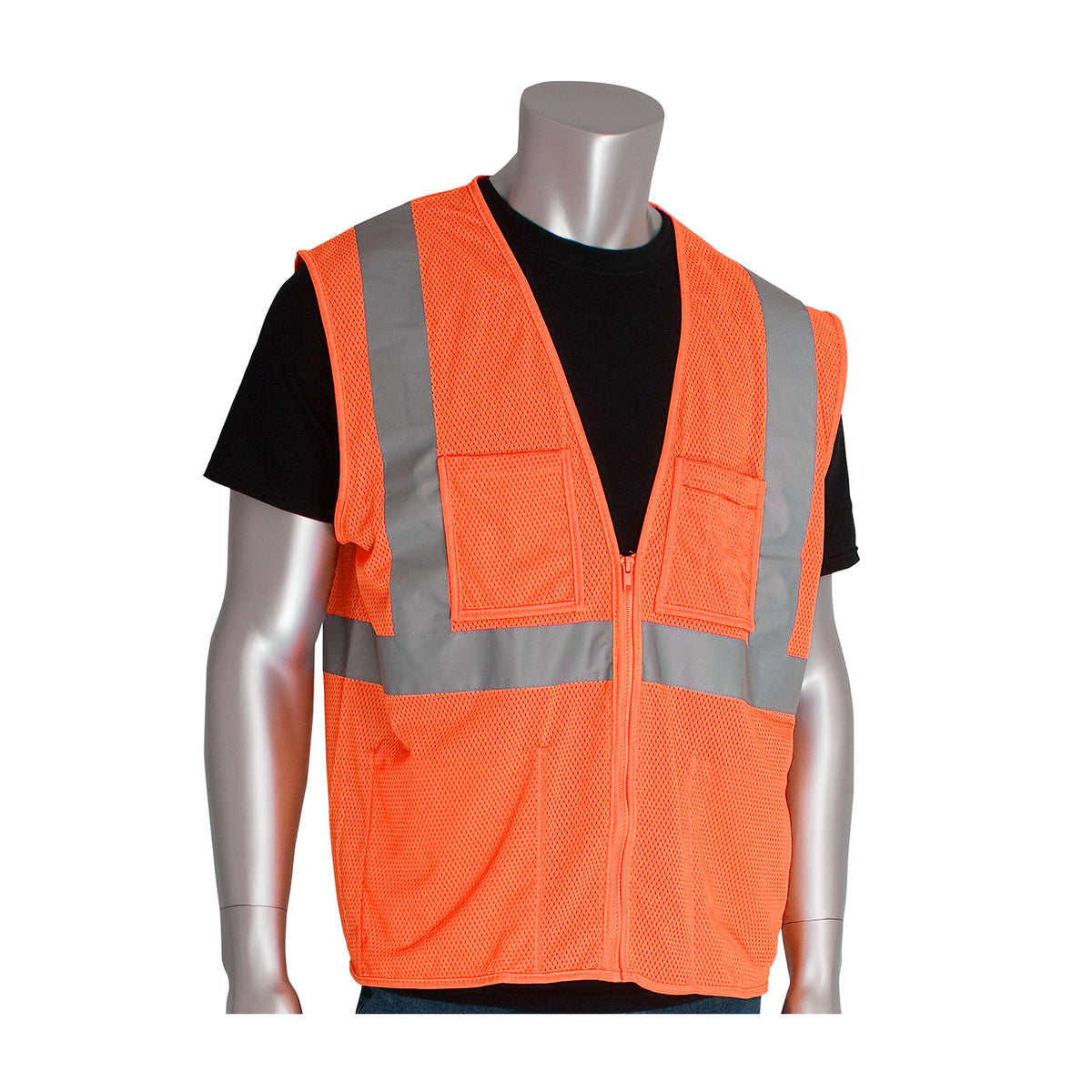 PIP 302-MVGZ4P Hi-Vis Safety Vest Polyester Mesh Hi-Vis Orange