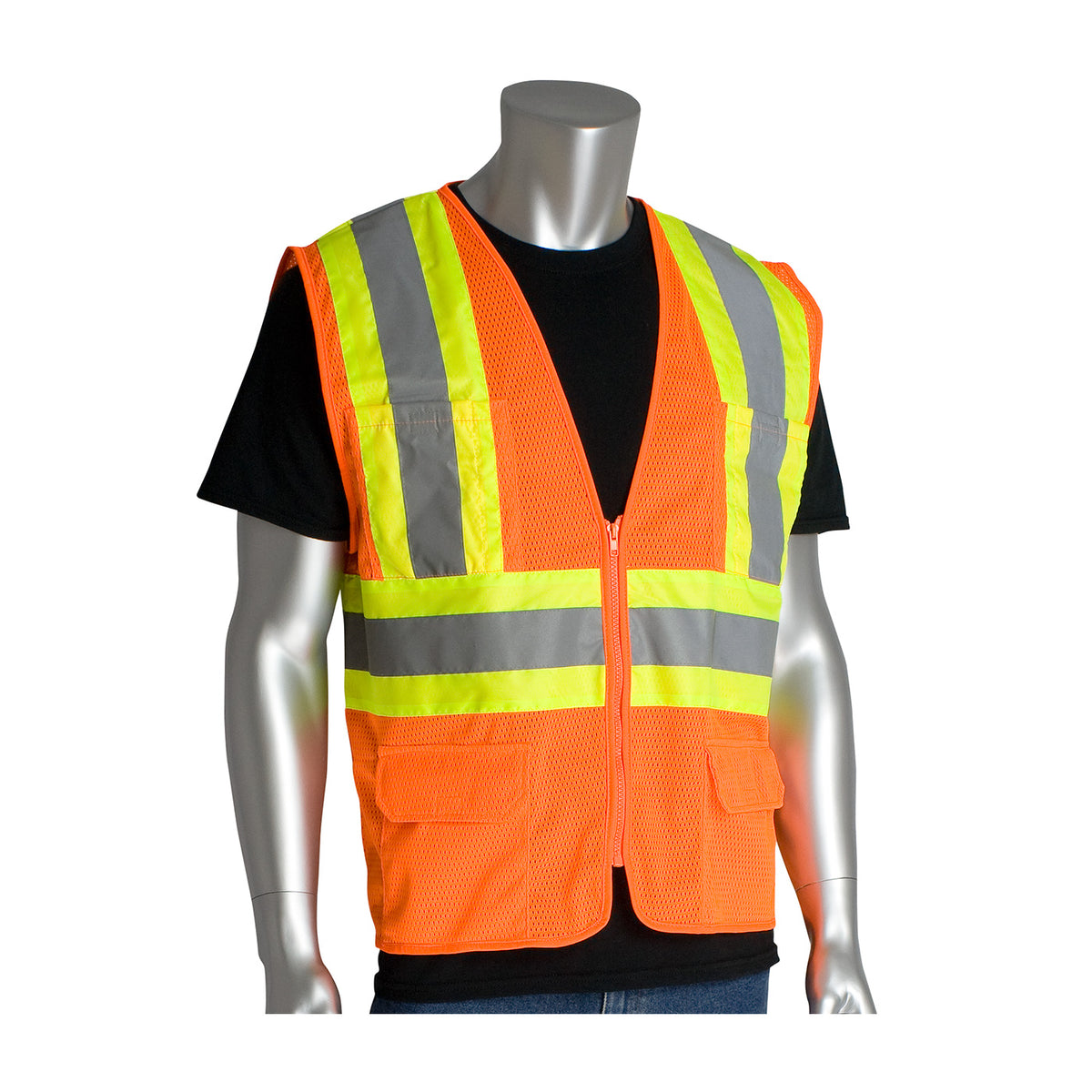 PIP 302-MVZP Hi-Vis Safety Vest Two-Tone Mesh Hi-Vis Orange