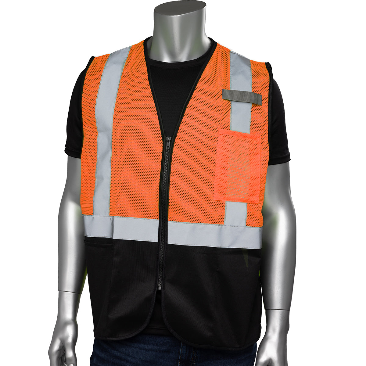 PIP 302-V173B Hi-Vis Mesh Vest Polyester Black Bottom Hi-Vis Orange