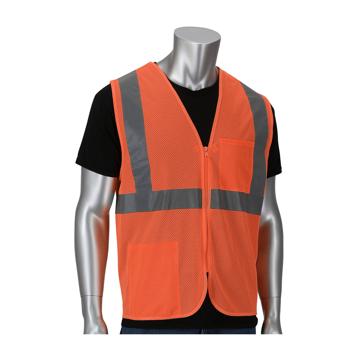 PIP 302-V200 Hi-Vis Mesh Vest Polyester Two Pocket Value Hi-Vis Orange