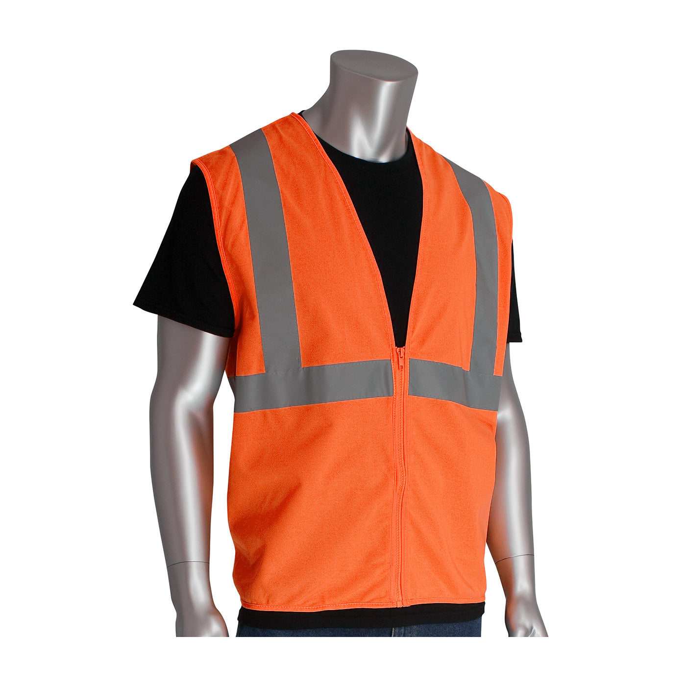 PIP 302-WCENGZ Hi-Vis Solid Vest Polyester Zipper Hi-Vis Orange