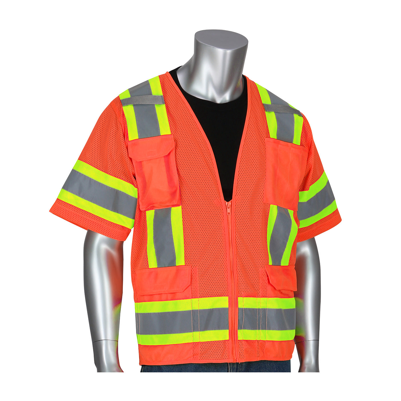 PIP 303-0500M Hi-Vis Mesh Safety Vest Polyester Hi-Vis Orange