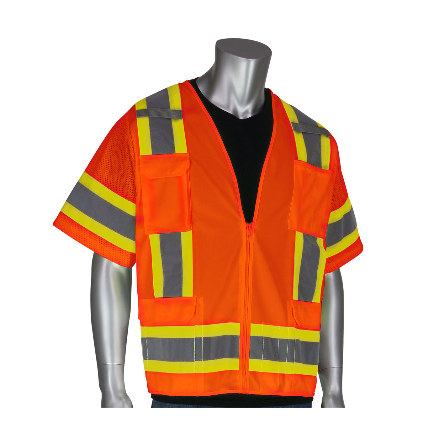 PIP 303-0500 Hi-Vis Safety Vest Polyester Solid Front Hi-Vis Orange