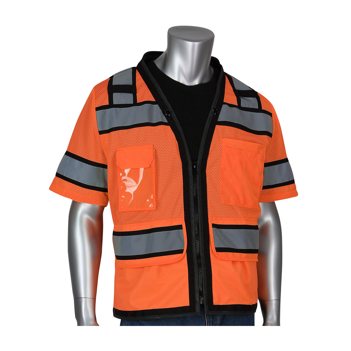 PIP 303-0800D Hi-Vis Safety Vest Polyester Mesh Black