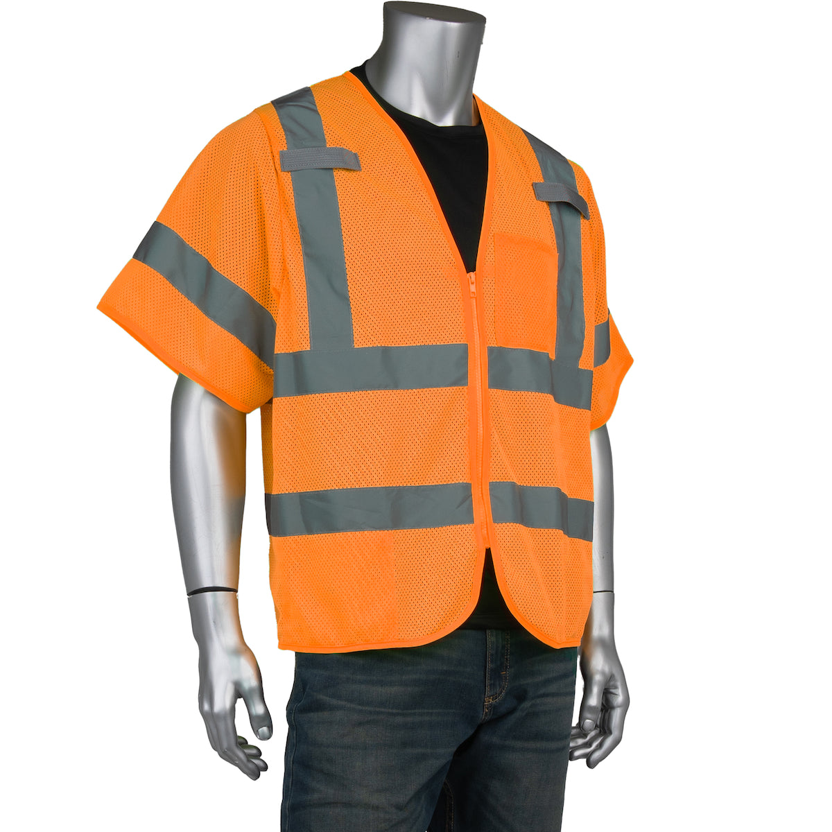 PIP 303-V101 Hi-Vis Safety Vest Polyester Mesh Two Pockets Hi-Vis Orange