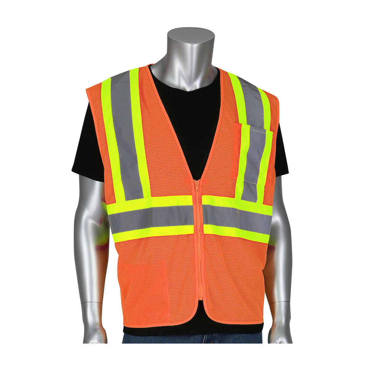 PIP 305-MVZSE Hi-Vis Safety Vest Polyester Mesh Self-Extinguishing Hi-Vis Orange
