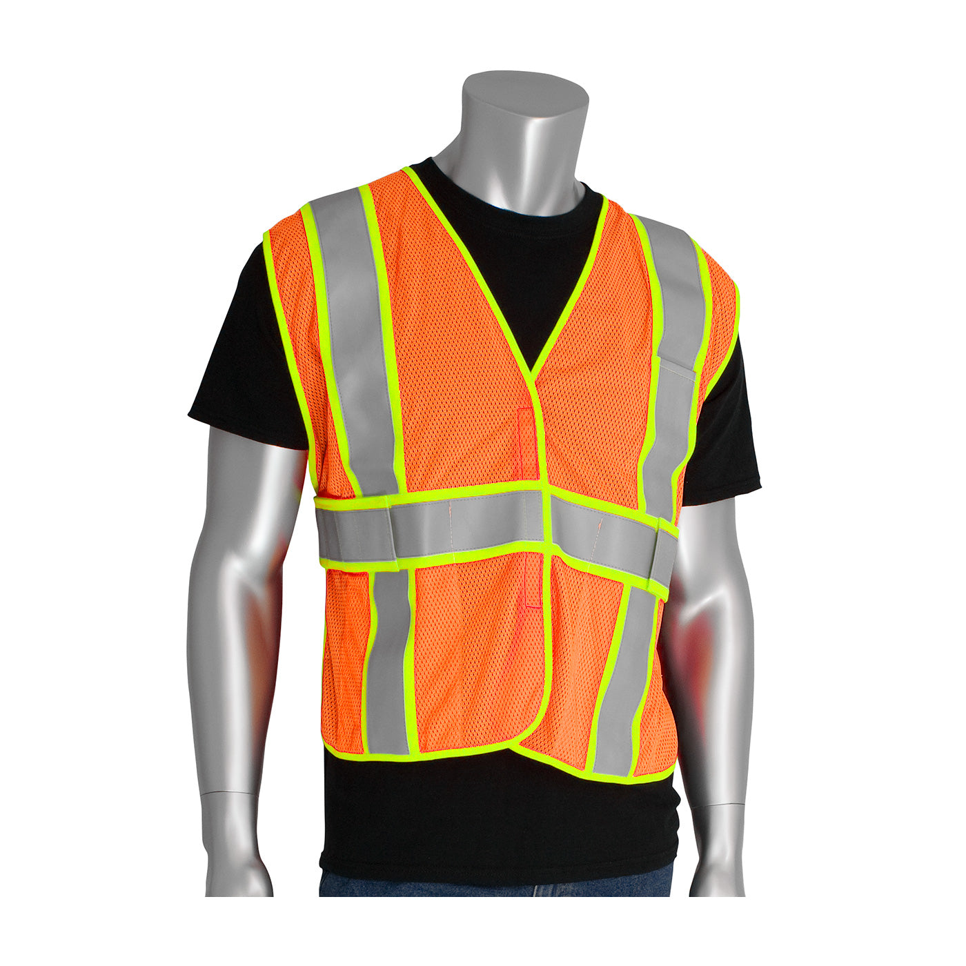 PIP 305-USV5FR Hi-Vis Mesh Vest FR Treated Polyester Two-Tone Hi-Vis Orange
