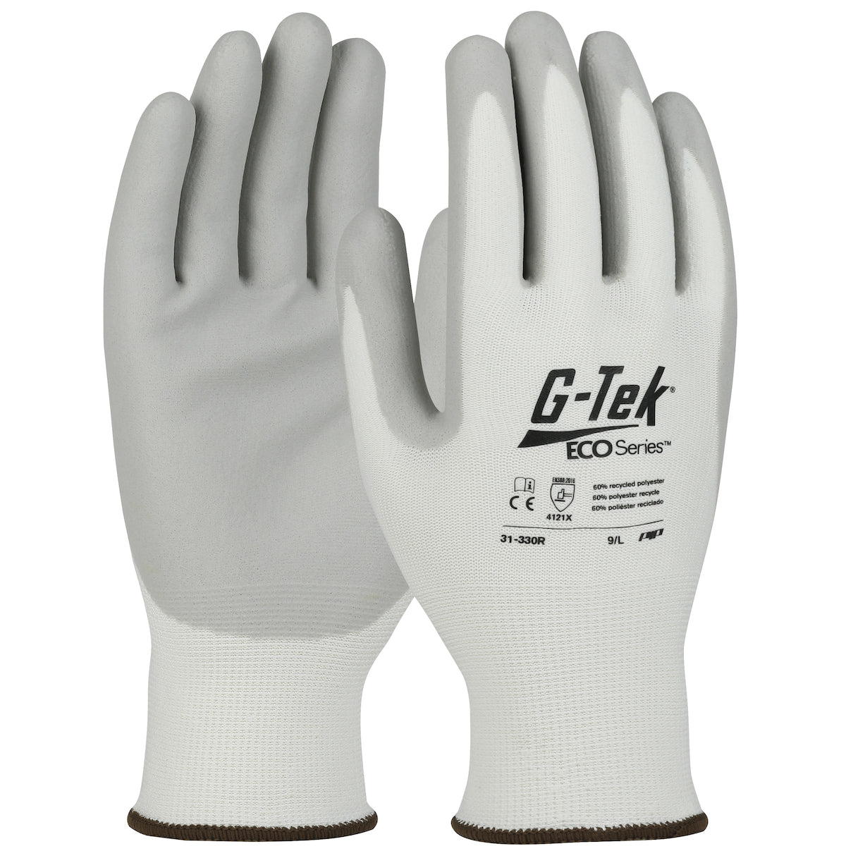 G-Tek 31-330R Coated Work Gloves Recycled Yarn Nitrile Grip White