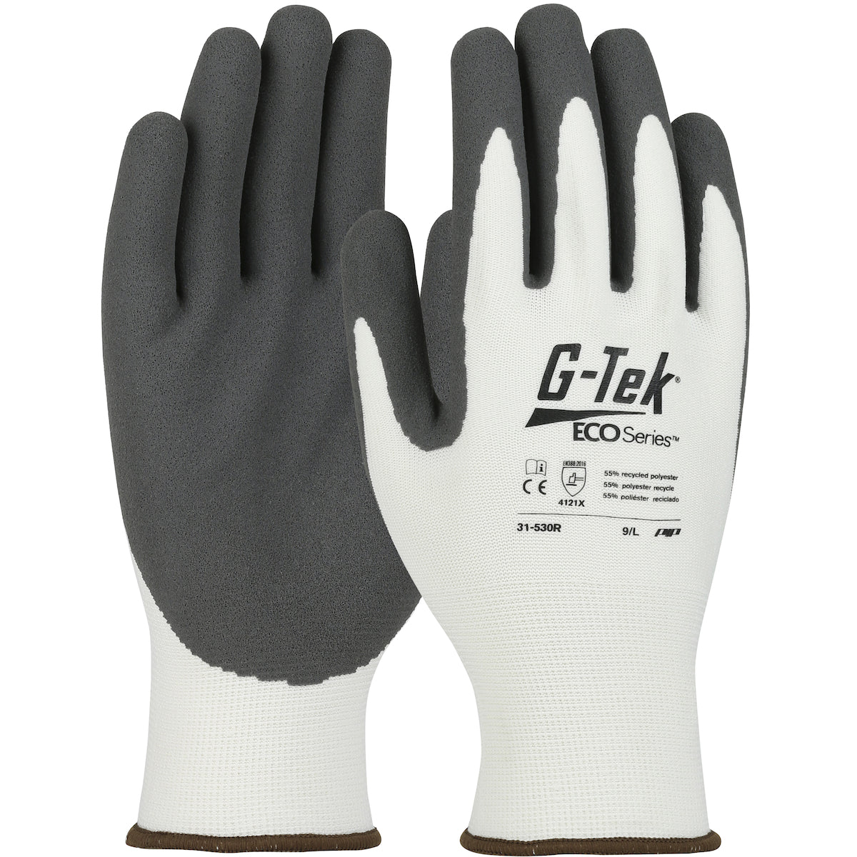 G-Tek 31-530R Coated Work Gloves Recycled Yarn Nitrile White